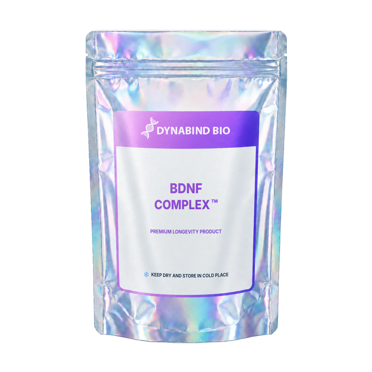 BDNF Complex™ supplement pouch for memory, focus, brain energy, BDNF-signalling and neuroplasticity research by DynaBind Bio
