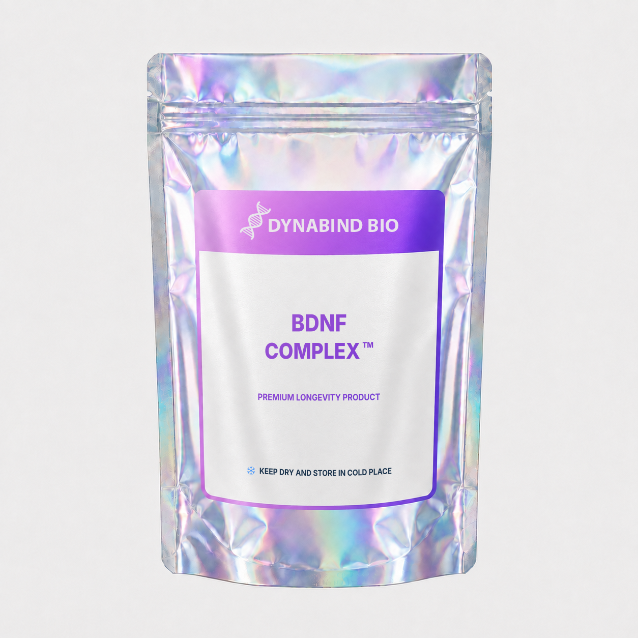 BDNF Complex™ supplement pouch for memory, focus, brain energy, BDNF-signalling and neuroplasticity research by DynaBind Bio